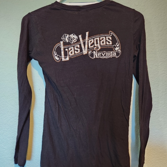 Harley Davidson Las Vegas Top Women Medium Long Sleeve T-shirt Sparkle Logo Dice - Picture 7 of 7